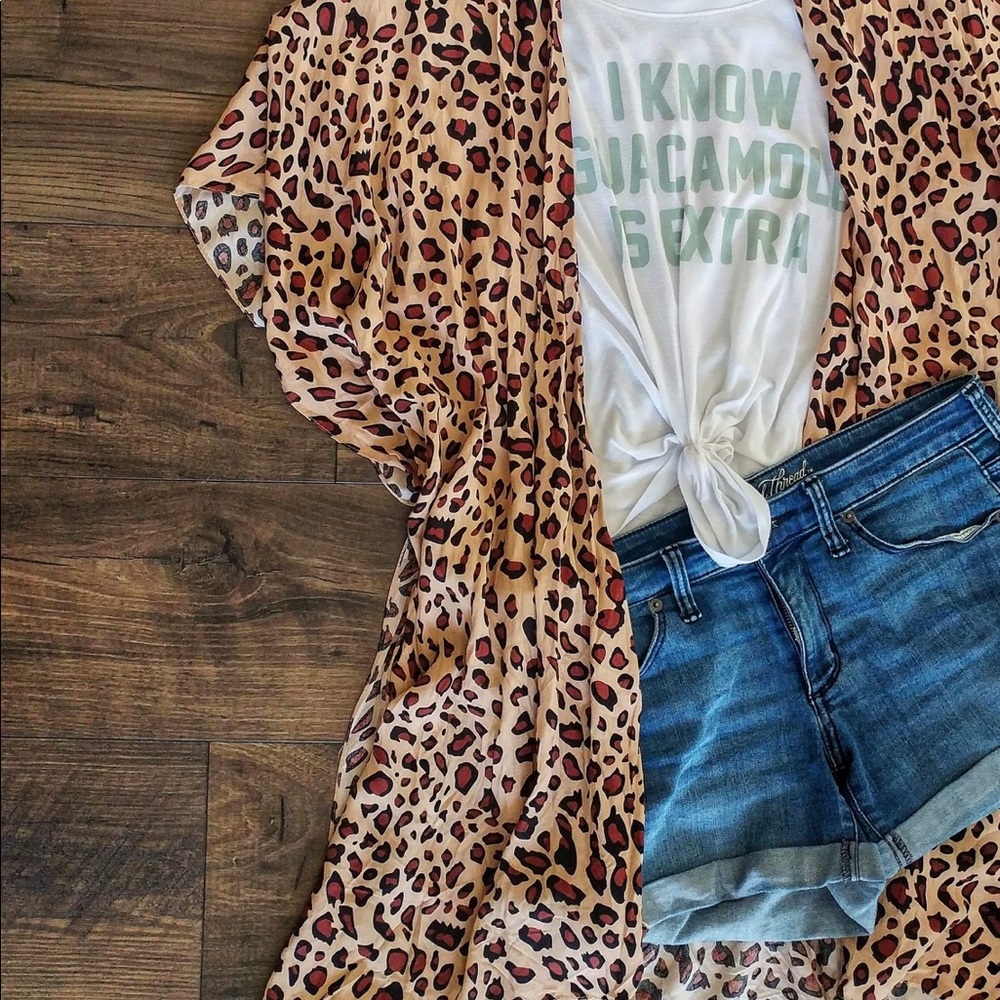 Leopard print kimono cover